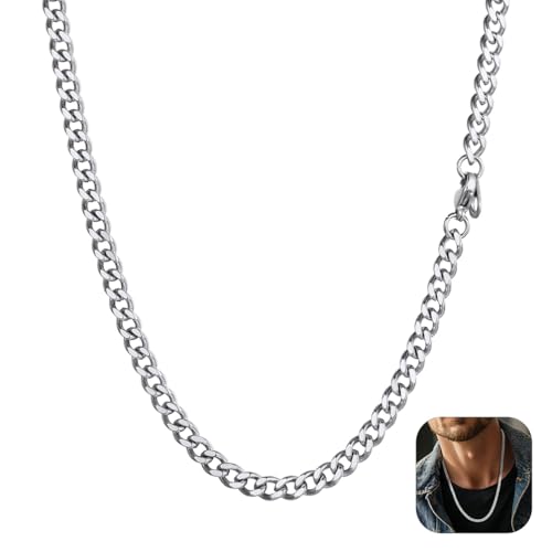 PROSTEEL Herren Halskette Edelstahl massiv Panzerkette schwer Glieder Link Hip-Hop Kette für Männer Jungen 4,8/6/10/14MM Breite Kettelänge 46-76CM wählbar 46 cm 10mm-schwarz