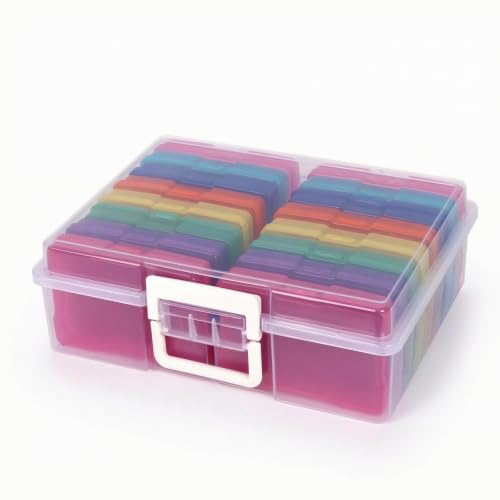 Caja almacenamiento fotos y organizador de plástico para manualidades