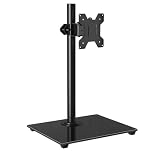 BONTEC Single Arm Monitor Stand for 13-32 Inch, Height Adjustable Monitor Mount, Tilt ±75°, Swivel ±80°, Rotate 360°, VESA 75x75/100x100, Holds Up to 10 KG, Freestanding with Tempered Glass Base