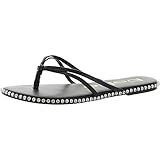 bebe Chora - Slippers for Women - Man-Made Upper and Lining - Padded Insole - Round Toe with Post Toe Design Black 8.5 M