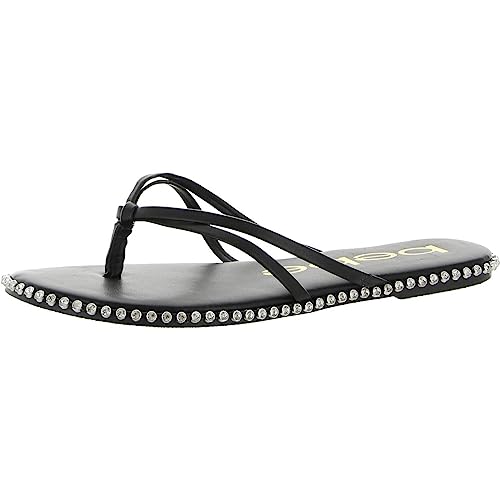 bebe Chora - Slippers for Women - Man-Made Upper and Lining - Padded Insole - Round Toe with Post Toe Design Black 8.5 M