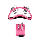 ETUELNOPT Tamburo a Doppia Fila, Strumento a percussione tamburello a Pedale con Piatto a Doppia Fila in Multicolore(Pink)