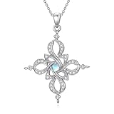 OUTANG Collar de piedra lunar para mujer, plata de ley 925, colgante de nudo de bruja, joyería de regalo