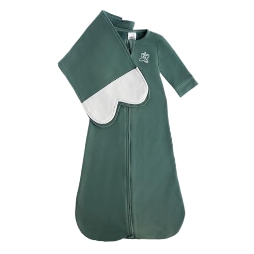 Image of The Butterfly Swaddle: Safe Organic Newborn Baby Sleep Sack & Wrap Blanket | Natural Transitional Accessory for Calming Sleep Support, Seafoam, Large (12-17 lbs)