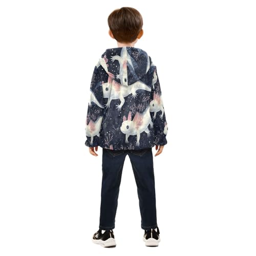 Cute Axolotl in Darkness Toddler Fleece Jacket Girl Boys Hooded Fleece Jacket Coat Warm Outwear Zip-up 3-10T4