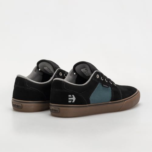 Image of Etnies Barge LS - Classic Skate Look, Slim Vulcanized Silhoutte, Hefty Armored Collar, Reinforced Vulc - Black /Teal - 8