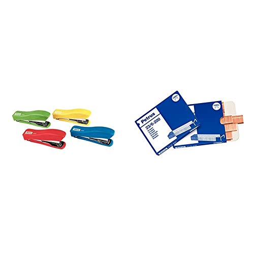 PETRUS 44767 - Grapadora modelo Liliput 200 + 1 Caja grapas 23/6-200 surtidos (en blister) + 23600, Grapas 23/6-200, Hasta 20 hojas, 6 mm, 1 caja de 1000 grapas