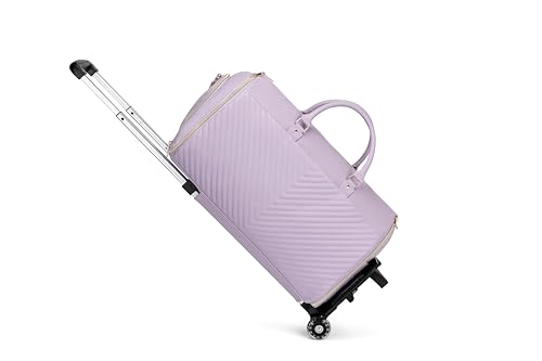 Pro Rolling Garment Bag - Detachable Handle & Extended Base, Waterproof PVC Leather with Shoe/Cosmetic Pockets, Silent Wheels for Air Travel/Weddings (48.5