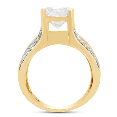 SAVEARTH DIAMONDS 5 1/4 Carat Octagon Cut Center, Princess & Round Cut Lab Created Moissanite Diamond Wedding Band Ring In 14K Gold Over Sterling Silver Jewelry (G-H Color, 5.25 Cttw)4