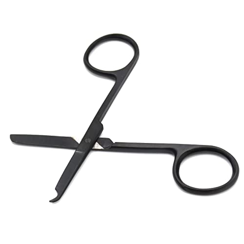 Image of 3.5 inch Stitch Scissors with Black Color Coating - Premium Quality Instrument- Delicate Hook - Perfect for Suture Removal, First Aid, EMS Training (Straight)