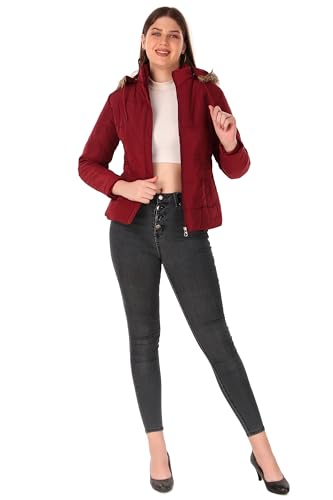 Image of Brazo Girls and Women's Puffer Regular Fit Bomber Jacket For Winter Wear | Hooded Neck | Full Sleeve | Zipper | Casual Jacket For Woman & Girl | Western Stylish Jacket For Women