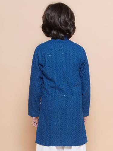 Image of AJ DEZINES Chikankari Kurta For Boys- Ethnic Wear | Embroidery Chikankari Sequined | Traditional & Festive Outfit | Cotton Stylish Boys Kurta | Perfect For Wedding & Family Function