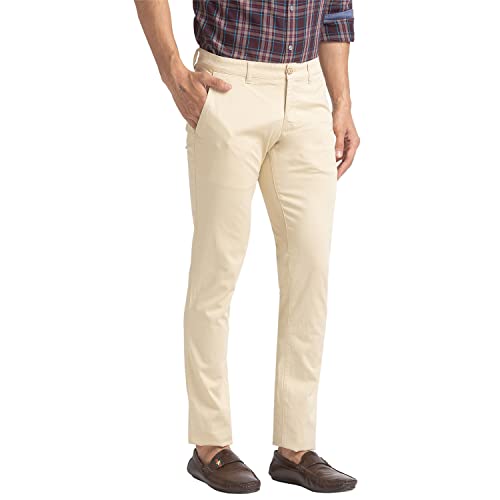Image of Parx Men's Cotton Blend Solid Pattern Low Rise Tapered Fit Flat Front Casual Trouser
