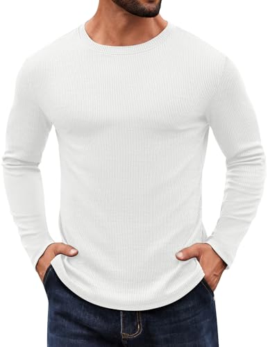 COOFANDY Crewneck Sweaters for Men Slim Fit Long...