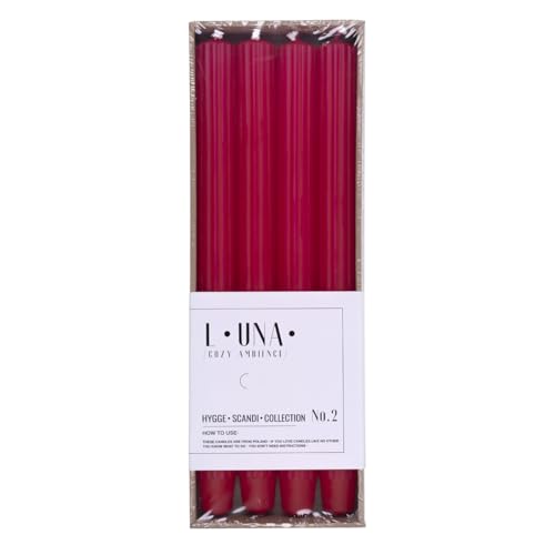 DONAU HOME Juego de velas largas acanaladas/rojas/4 unidades/30 x...