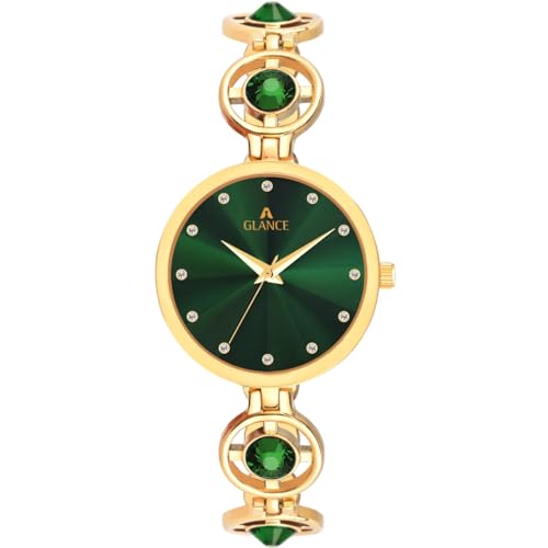 Aglance 101 Premium Bracelet Style Chain Analog Wrist Watch for Women (Green DAIL)