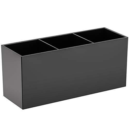 Image of Tbestmax Makeup Brush Holder Organizer Cosmetic Brushes Container Storage 3 Slots - Great for Vanity (Black)