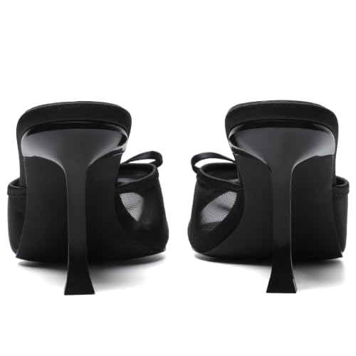 Image of Mostrin Kitten Heels for Women Round Toe Heels With Bow Vintage Mules Sexy Slip on Stiletto Backless Sandals for Party Daily