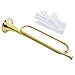 BB Bugle Yellow Brass Cavalry with Gloves 47cm Blowing Trumpet for Beginners Children Kids Party, Easy to Play