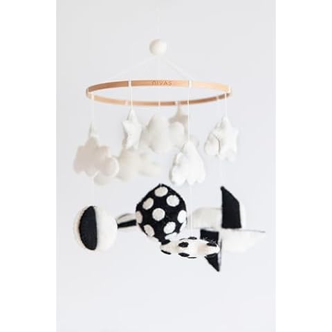 Black and White Mobile/High Contrast Baby Mobile/Monochrome Baby Decor/Gender Neutral Baby Nursery Cover