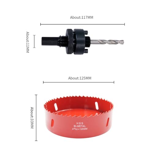 4.92 inch hole saw, LAIWEI 125mm hole cutter, with A2 heavy duty mandrel, 4341 drill bit for drilling wood, sheet metal, aluminum profiles, drywall, PVC and other materials (4-15/16 125mm) - Image 2