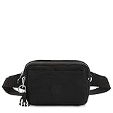 Kipling Women's Abanu Crossbody Bag, Lightweight, Adjustable Nylon Waist Pack with Multi-Compartment Zip Pockets, Black Noir, One Size