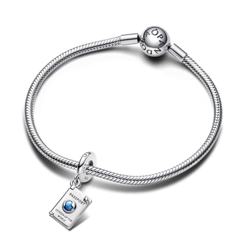 PANDORA Openable Passport Dangle Charm - Compatible with PANDORA Moments - Gift for Her - Sterling Silver & Enamel with Blue Cubic Zirconia - With Gift Box4