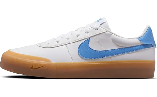 NIKE Zapatilla Court Shot para Hombre, Shoes, Sail/Blue Beyond-Gum Light Brown-White, 44 EU