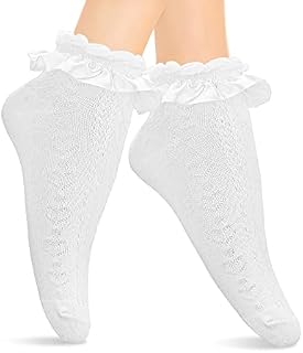 Molain 1 Pair Liners Ankle Socks Kawaii Cute Ruffle Lace Clothes Accessories Easter Frilly Baby Dress Skirt Cotton Aesthetic Goth Cuffs Clothing For Women Toddler Little Girls