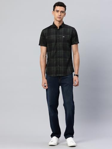 Image of Majestic Man Slim Fit Short Sleeve Checked Pure Cotton Casual Shirt