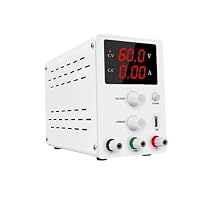 Laboratory DC Power Supply Variable, 60V 5A Regulated Adjustable Power Supply 30V 10A Voltage Regulator Stabilizer Switching Bench Source for Laboratories, Electronic Work, DIY, etc.R-SPS605 White 1