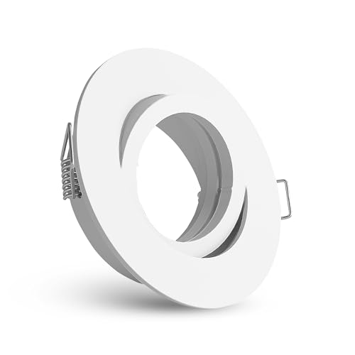 10x linovum Einbaurahmen GU10 Weiß schwenkbar 10er Set - runder Einbaustrahler Rahmen inkl. GU10 Fassung für LED, Halogen