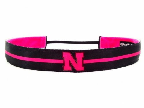 One Up Bands 1457 NCAA Nebraska Hot Pink and Black Headband - Pack of 2