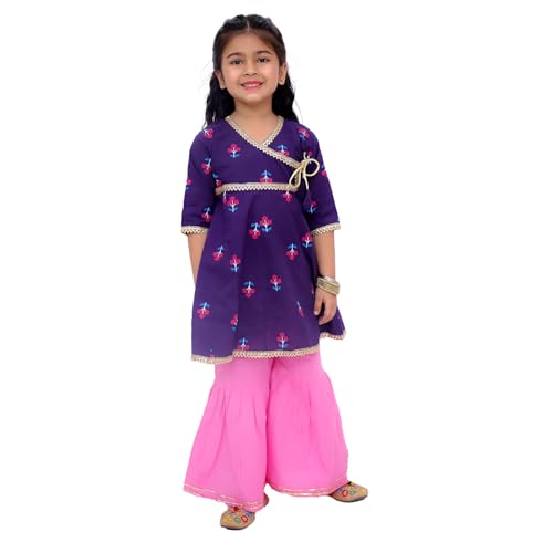 Image of LITTLE GINNIE Girls Kurta Sharara Set | Traditional Ethnic Wear for Kids