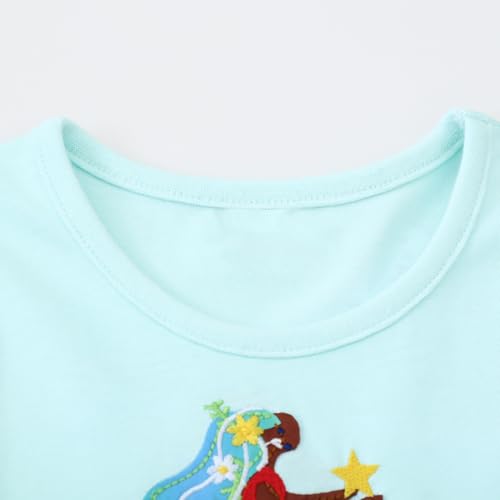 Image of HILEELANG Toddler Girl Short Sleeve Easter Dress Cotton Casual Jersey Shirt Playwear Applique Dress