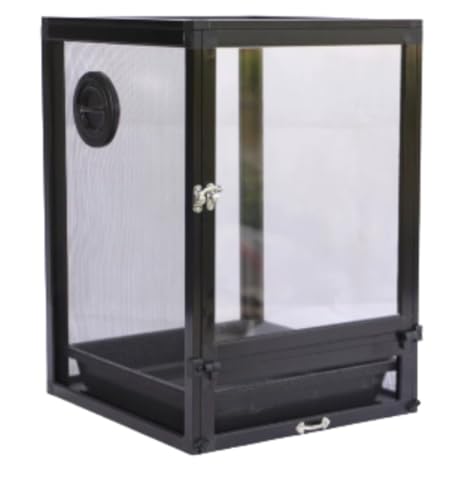 Vilom 爬虫類ケージ カメレオン用 メッシュ通気性 アクリルドア付き 透明リザード・両生類ペットハビタット 繁殖・飼育用 安全快適な生息環境 (32*32*46(トレイを含む))