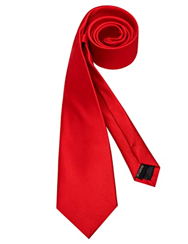 JEMYGINS Schmale Einfarbige Herren krawatte mit einer Vielfalt an Farben - 7cm Rot