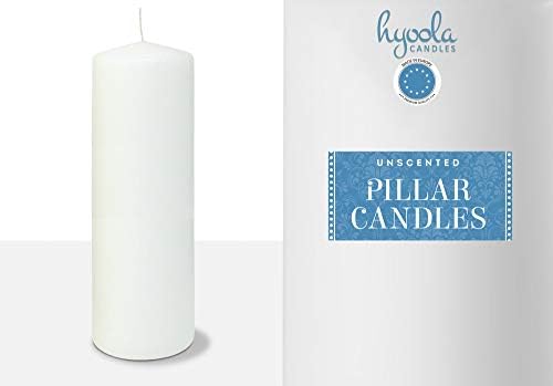 HYOOLA White Pillar Candles 75/225 mm (3 x 9 Inch) - 4 Pack Unscented Pillar Candle Set - European Made