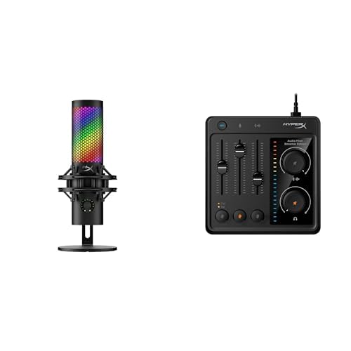 HyperX 【セット買い】 QuadCast 2 S コンデンサーマイク USBマイク RGBライティング ブラック テレワーク/ストリーマー/コンテンツクリエーター/ゲーマー向け PC Mac メーカー保証2年間 9A273AA Audio Mixer オーディオインターフェイス 音声入力3チャンネル USB接続 配信 ストリーマー 73C12AA