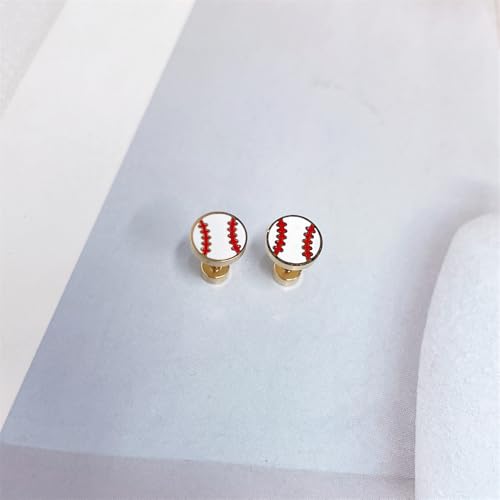 20g Baseball Gold Plated Flat Screw Back Small Stud Earrings for Men Women Minimalist Cute Surgical Steel Enamel Sports Fan Lover Cartilage Piercing Sleeper Tiny Mini Studs Hypoallergenic Birthday Gift for Bff Christmas4