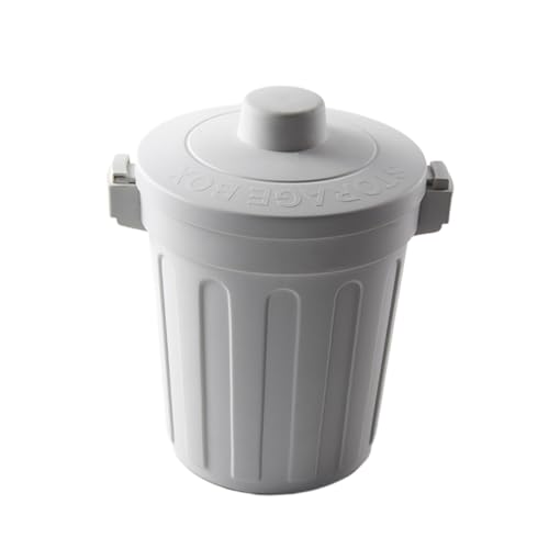 MUELODSIC Papelera de Escritorio con Tapa Abatible Mini Cubo de Basura de Plástico PP Gris Claro 10X15 CM Adecuado para Hogar Oficina y Organización de Espacios Pequeños