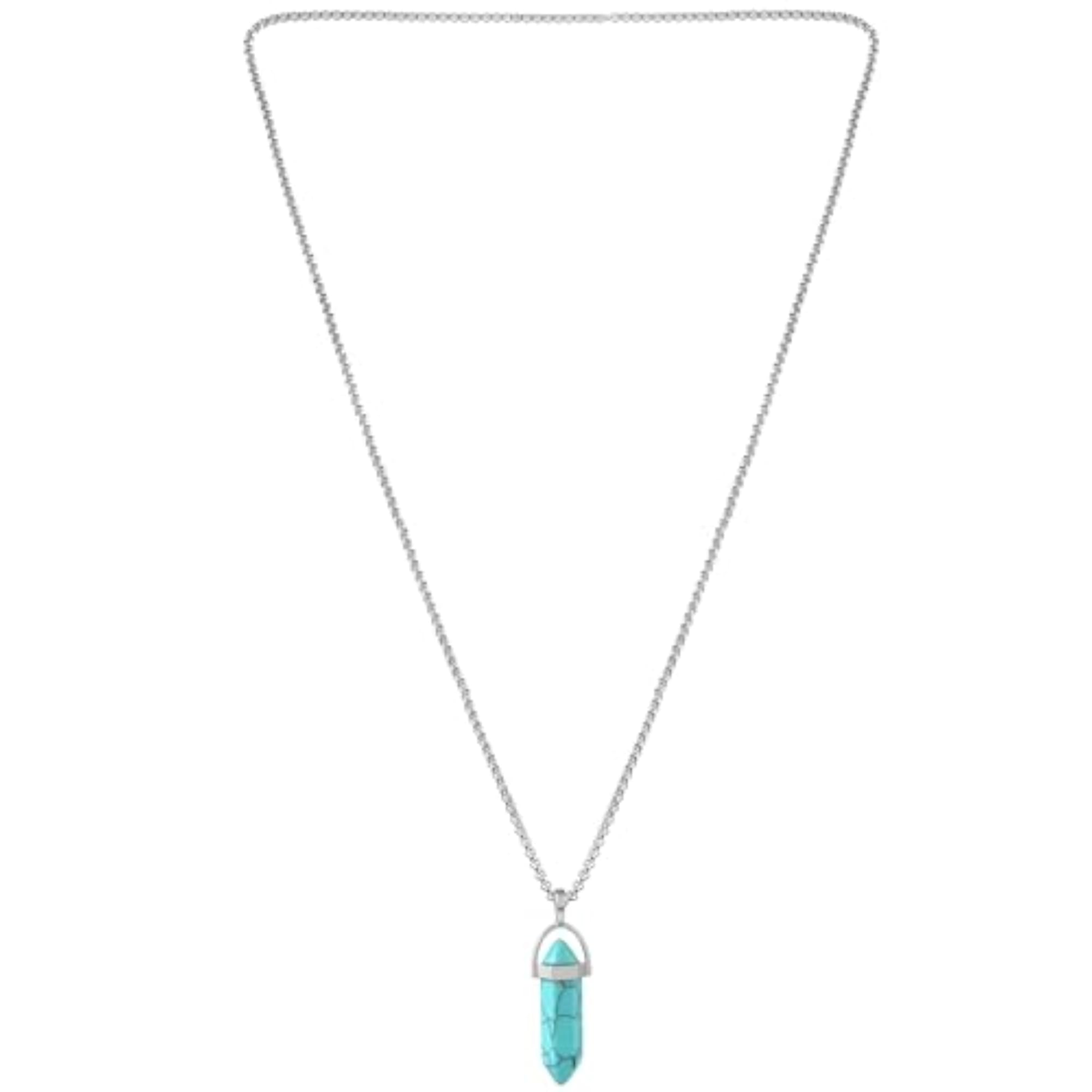 Natural Turquoise Hexagonal Pendant Necklace