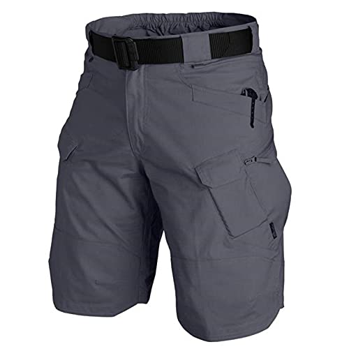 Blivener 2021 Upgraded Waterproof Tactical Shorts for Men-Quick Dry Breathable Hiking Tactical Cargo Shorts Grey