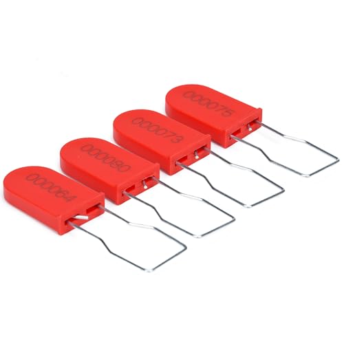Image of Plastic Padlock Security Seals with Metal Wire Numbered Anti Tamper Tag (500, Red)