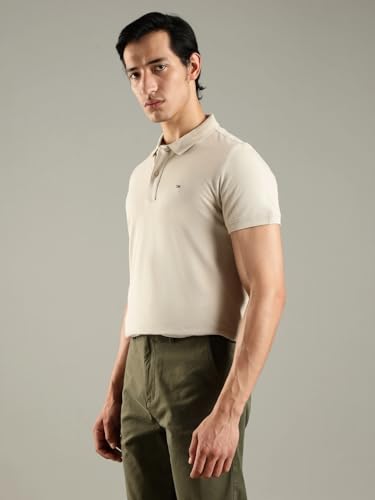 Image of Solid Slim Fit Cotton Polo T-Shirt