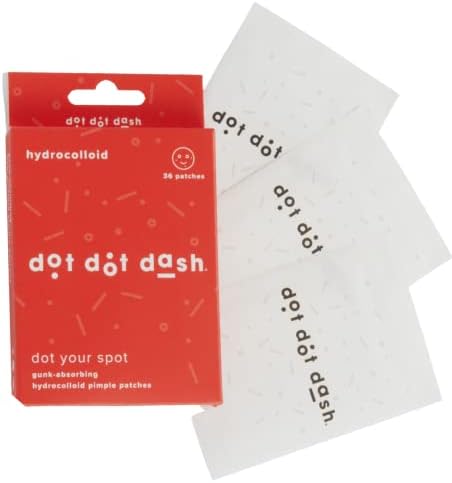 Dot Dot Dash Hydrocolloid Acne Pimple Patches with gunk absorbing formula - Zit Stickers, Invisible Acne Spot Treatment and Zit Patches for Face Blemishes - Dot Your Spot (36 Count)