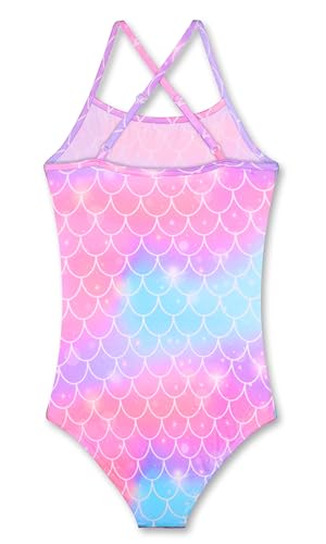Image of Girls' Sparkle One-Piece Swimsuit 4-12Y Adjustable Crossback Straps Shimmer Bathing Suit for Beach Pool