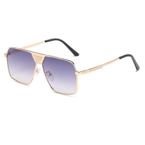 Verres solaires vintage en métal et lunettes rectangulaires UV400