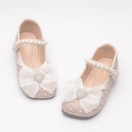 Girls Ballerina Dress Shoes with Bow Glittler Flower Wedding Party Princess Mary Jane Flats for Toddler/Little Kid3