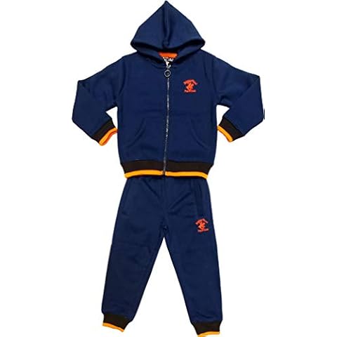 Just Character Boys Jogging Track Suit With Hood Zipped Top Bottom Age 2-8 Years Old Black And Blue (4 Years, Blue) Cover